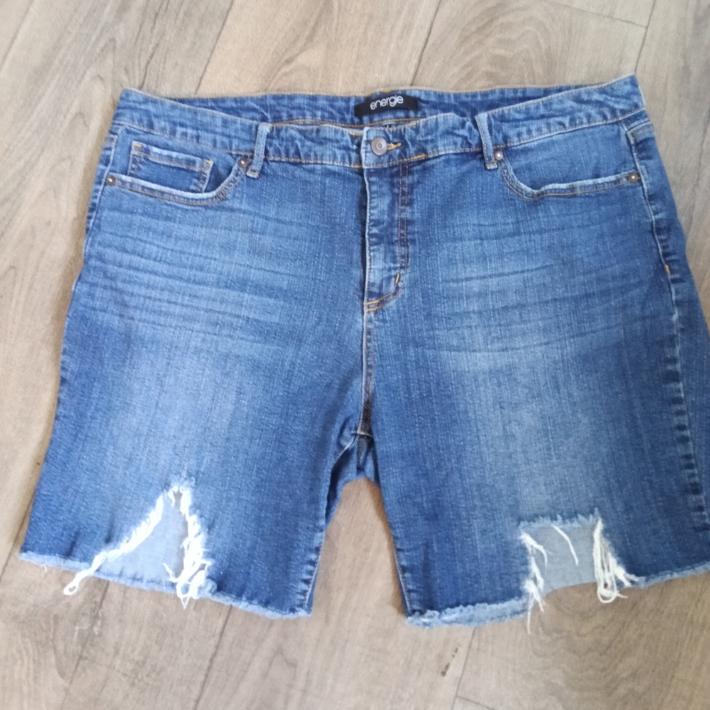 Energie Distressed Blue Denim Shorts